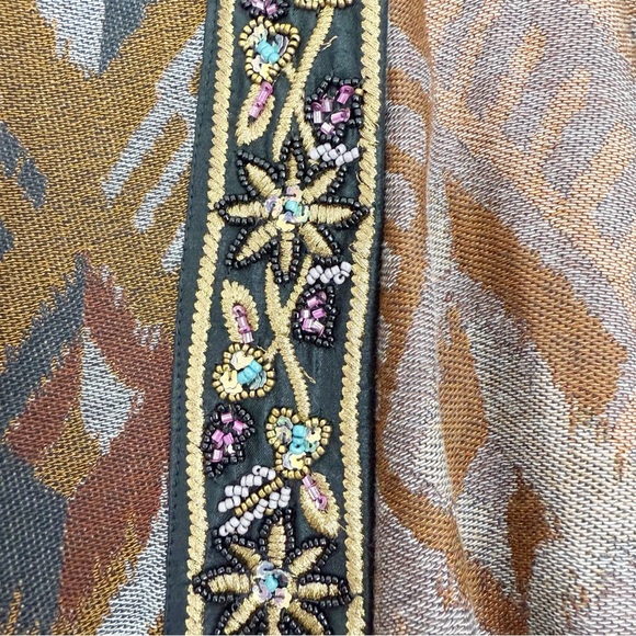 Soft Surroundings Asmara Embellished Beaded Knit Tapestry Wrap Earthy Ikat - Picture 12 of 16